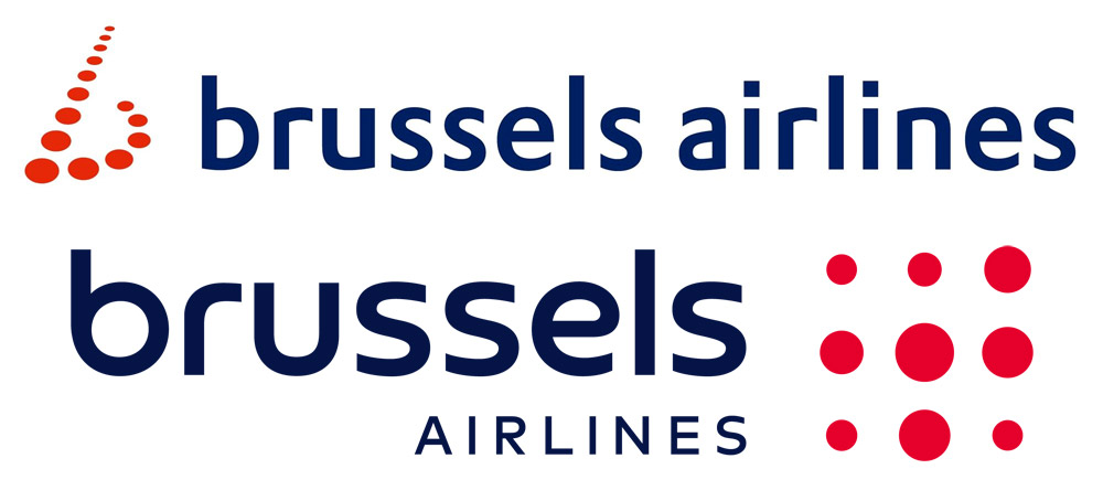 Старый логотип Brussels Airlines (вверху) и новый (внизу)