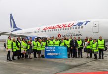 Встреча первого рейса AnadoluJet из Стамбула в Одессе