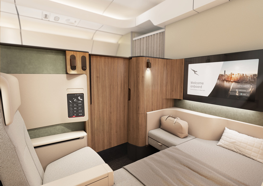 Перший клас в Airbus A350 Qantas, проект Sunrise