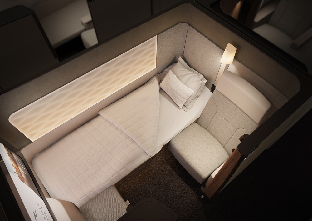 Перший клас в Airbus A350 Qantas, проект Sunrise