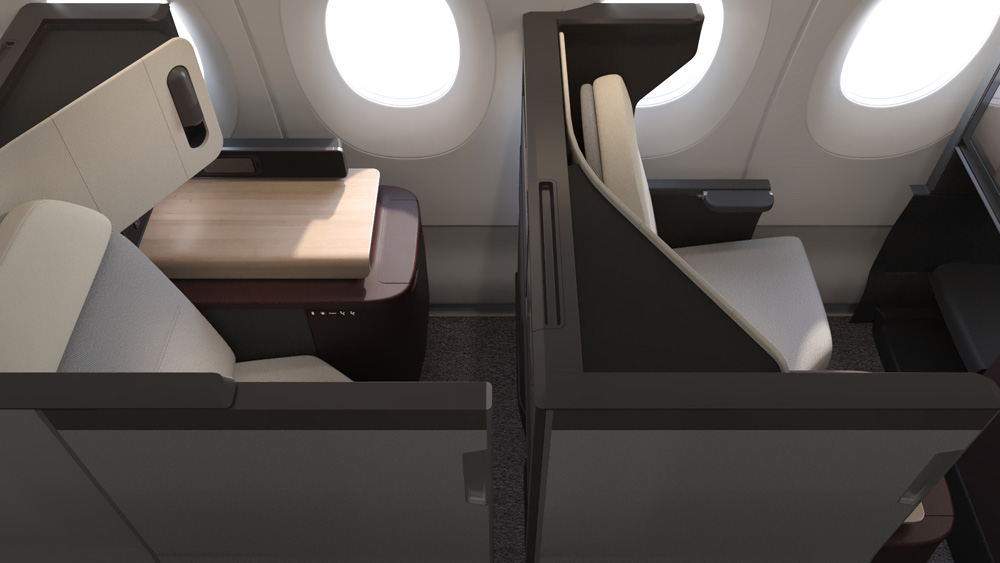 Бізнес-клас в Airbus A350 Qantas, проект Sunrise