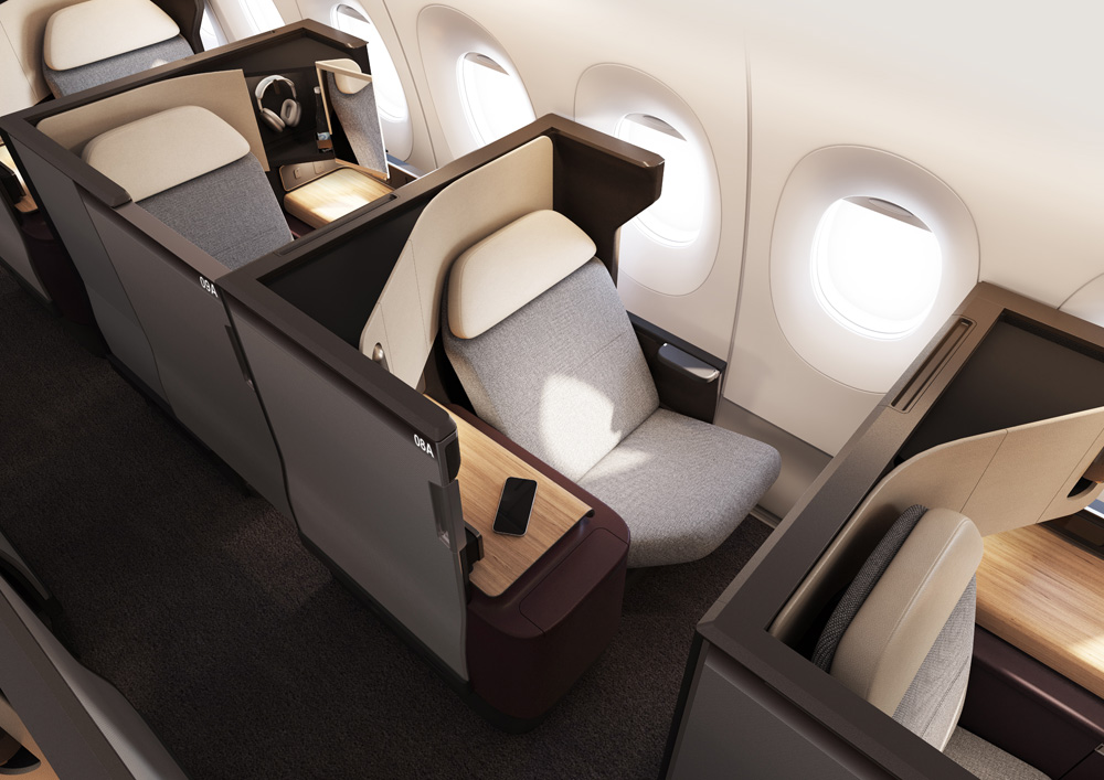 Бізнес-клас в Airbus A350 Qantas, проект Sunrise