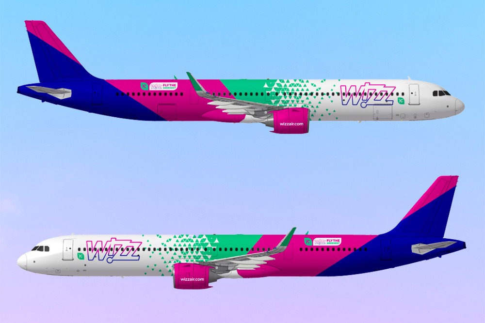 Вариант экологичной ливреи для самолета Wizz Air Airbus A321neo. Работа участника конкурса