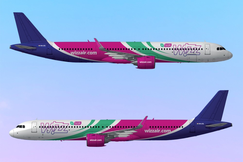 Вариант экологичной ливреи для самолета Wizz Air Airbus A321neo. Работа участника конкурса