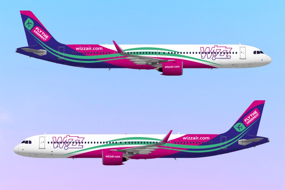 Вариант экологичной ливреи для самолета Wizz Air Airbus A321neo. Работа участника конкурса