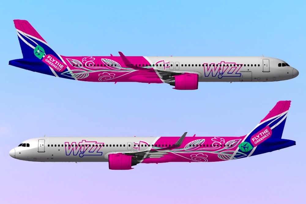 Вариант экологичной ливреи для самолета Wizz Air Airbus A321neo. Работа участника конкурса