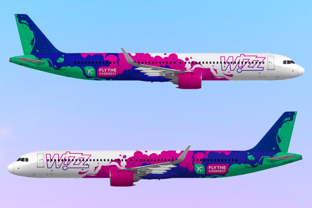 Вариант экологичной ливреи для самолета Wizz Air Airbus A321neo. Работа участника конкурса