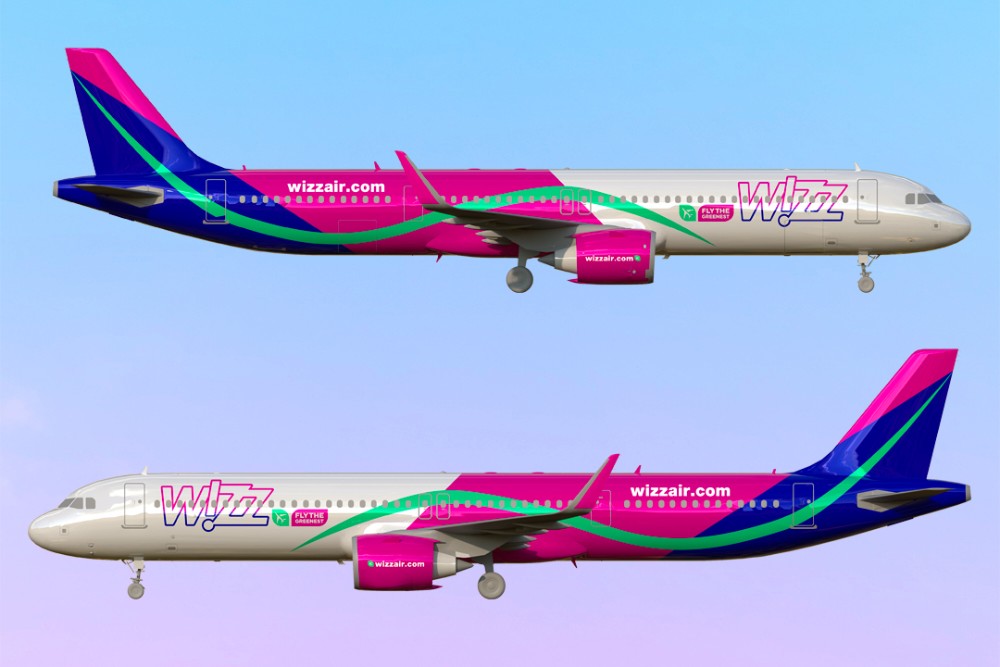 Вариант экологичной ливреи для самолета Wizz Air Airbus A321neo. Работа участника конкурса