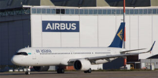 Airbus A321LR Air Astana на заводе в Гамбурге