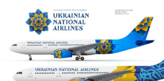 Возможная ливрея самолетов Ukrainian National Airlines. Графика: Богдан Гдаль