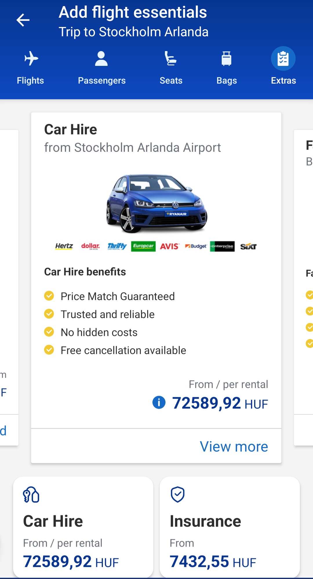 Дополнительные услуги от партнеров Ryanair