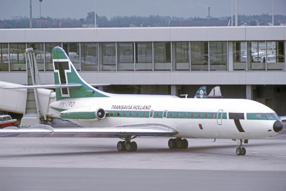 Самолет Sud Caravelle Transavia в 1970-е в первоначальной ливрее